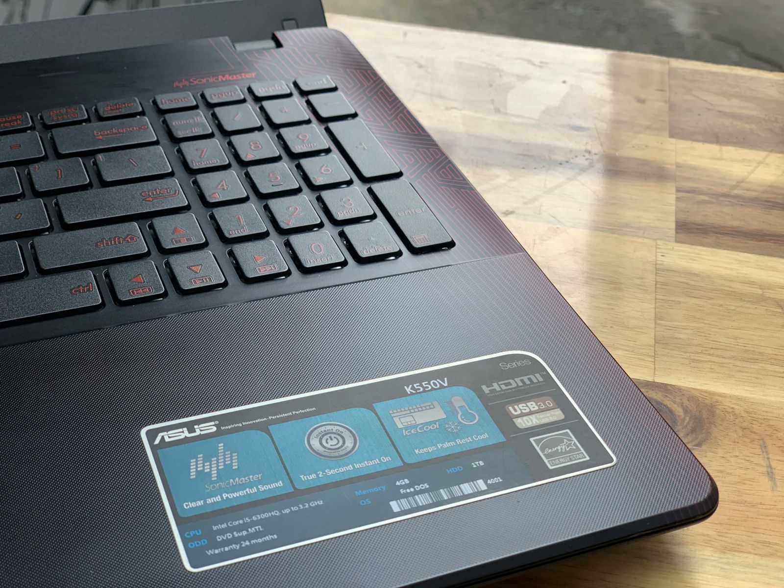 Laptop Asus K550V, i5 6300HQ 4G 1000G Vga GTX950M Đẹp zin 100% Giá rẻ - 3