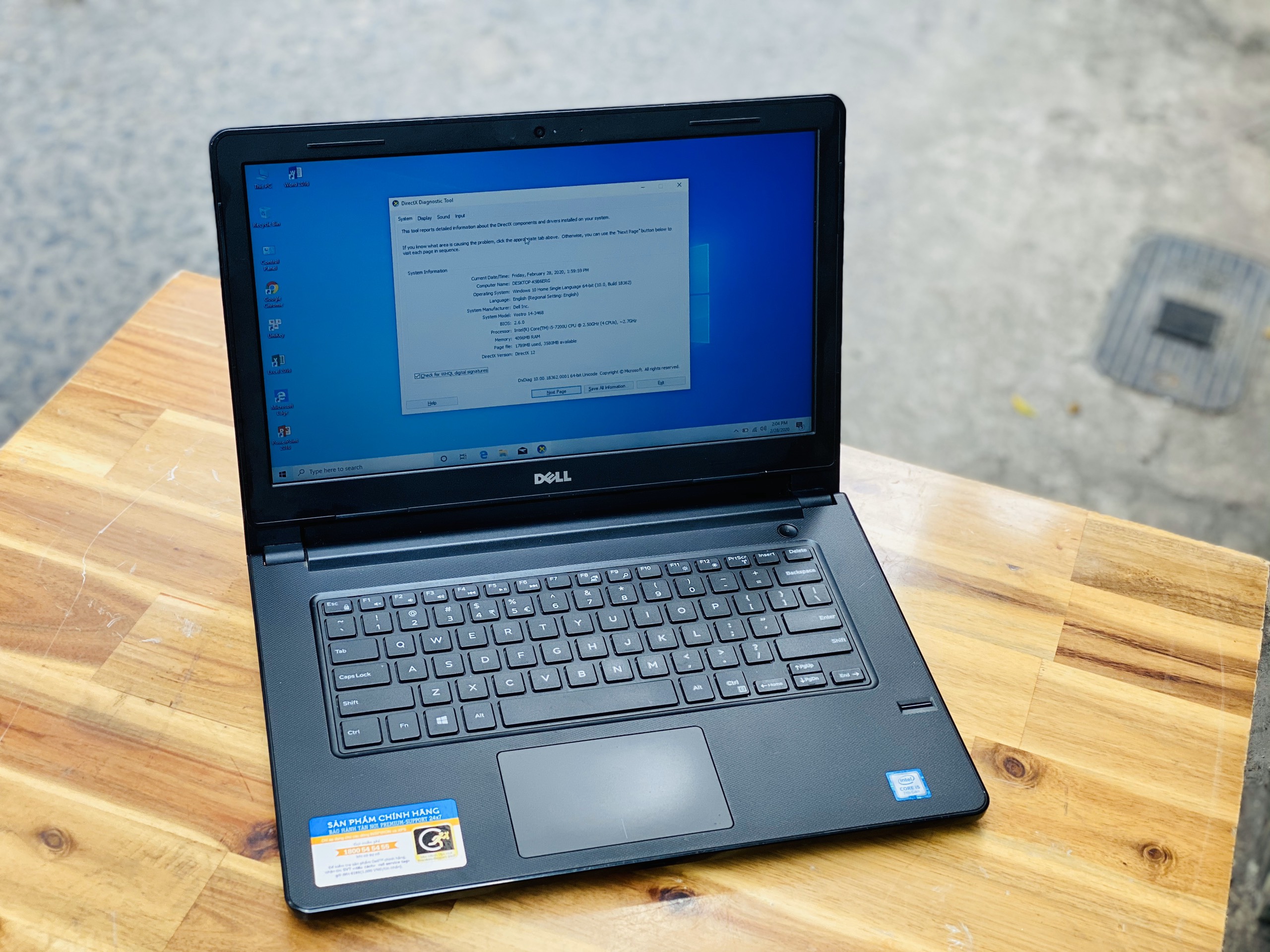 Laptop Dell Vostro 3468, i5 7200U 4G SSD128+320G Vân Tay 14inch Keng Zin 100% Giá rẻ4