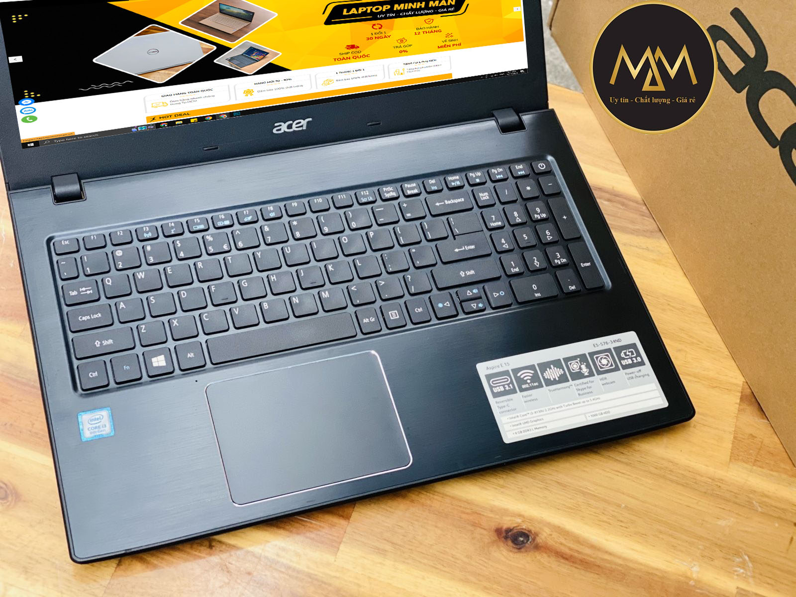 Acer Aspire E5-576-34ND i3 8130U/ Ram 8gb Ssd/ Full HD/ Laptop Cũ Giá Rẻ 99%2
