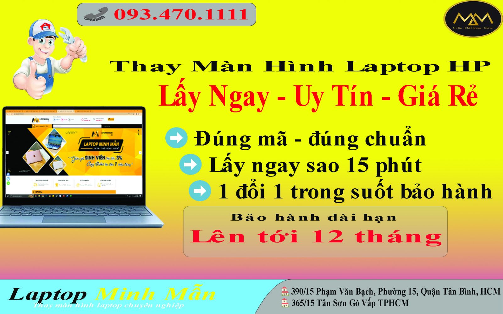 Thay màn hình laptop HP giá rẻ Tân Phú
